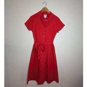 Joanie Red Santo Button-Down Tea Dress